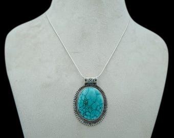 Handmade Turquoise Necklace: 925 Sterling Silver Gemstone Jewelry