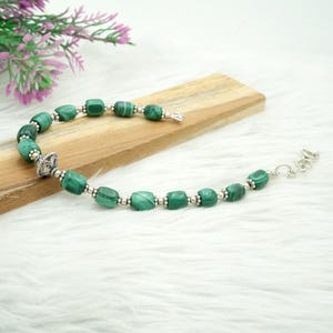 Malachite Bracelet 925 Sterling Silver Jewelry | Beaded Bracelet | Green Gemstone Bracelet | Malachite Jewelry | Women Bracelet