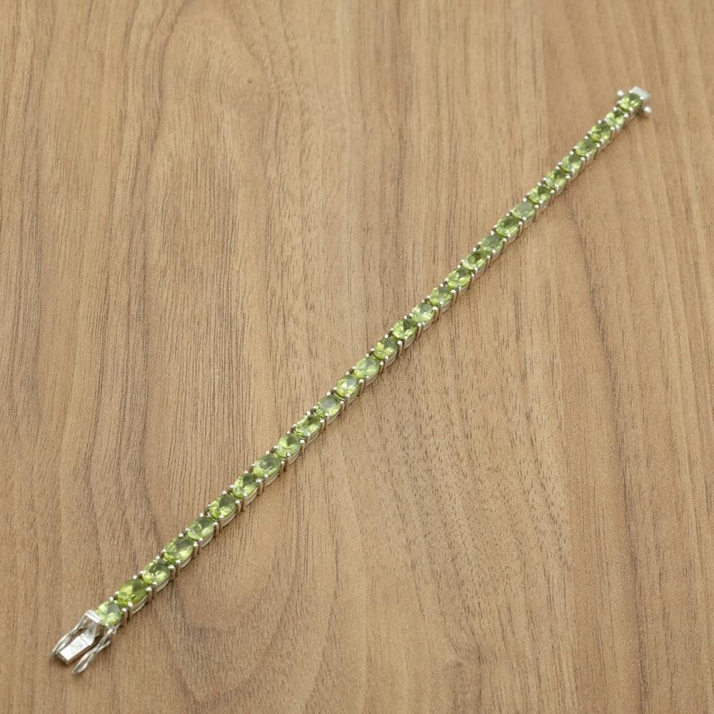ペリドット　シルバー　テニスブレスレット 各限定数のみ】贅沢！ 総天然石 テニスブレスレット シルバー