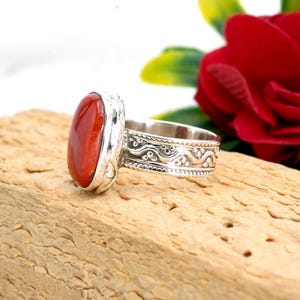 Natural Coral ring in Silver 925 Sterling Silver Ring Handmade With Sterling silver Vintage and oriental Ring gift for her fine ring