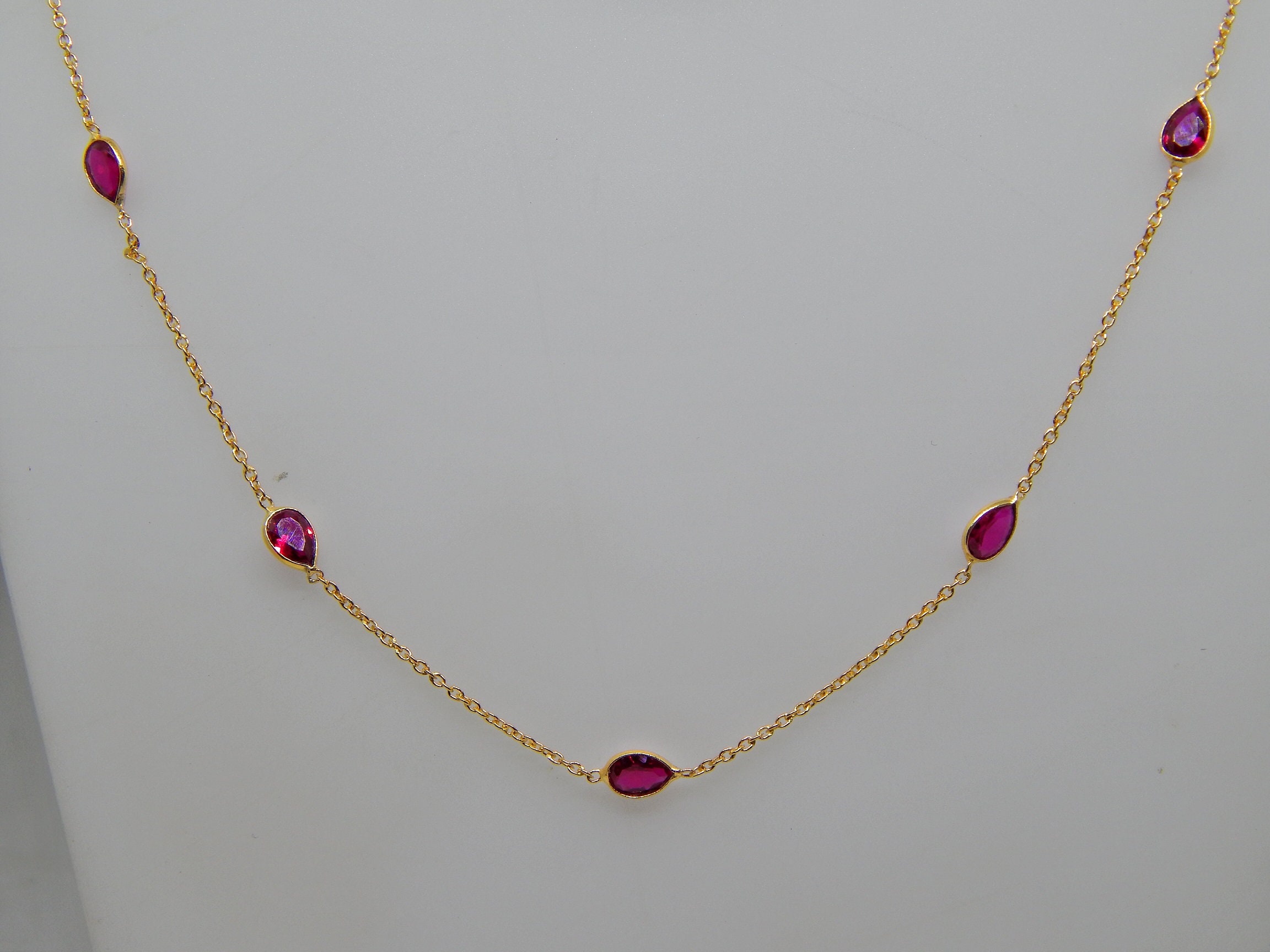 July Birthstone Choker Necklace Genuine Ruby Necklace Available in Gold 15-20 inches Silver or Rose Gold 