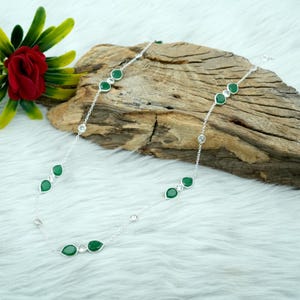 Green Emerald Minimalist Necklace Sterling 925 Silver Necklace CZ Necklace Wedding Necklace Gift For Her Natural Gemstones Necklace Jewelry