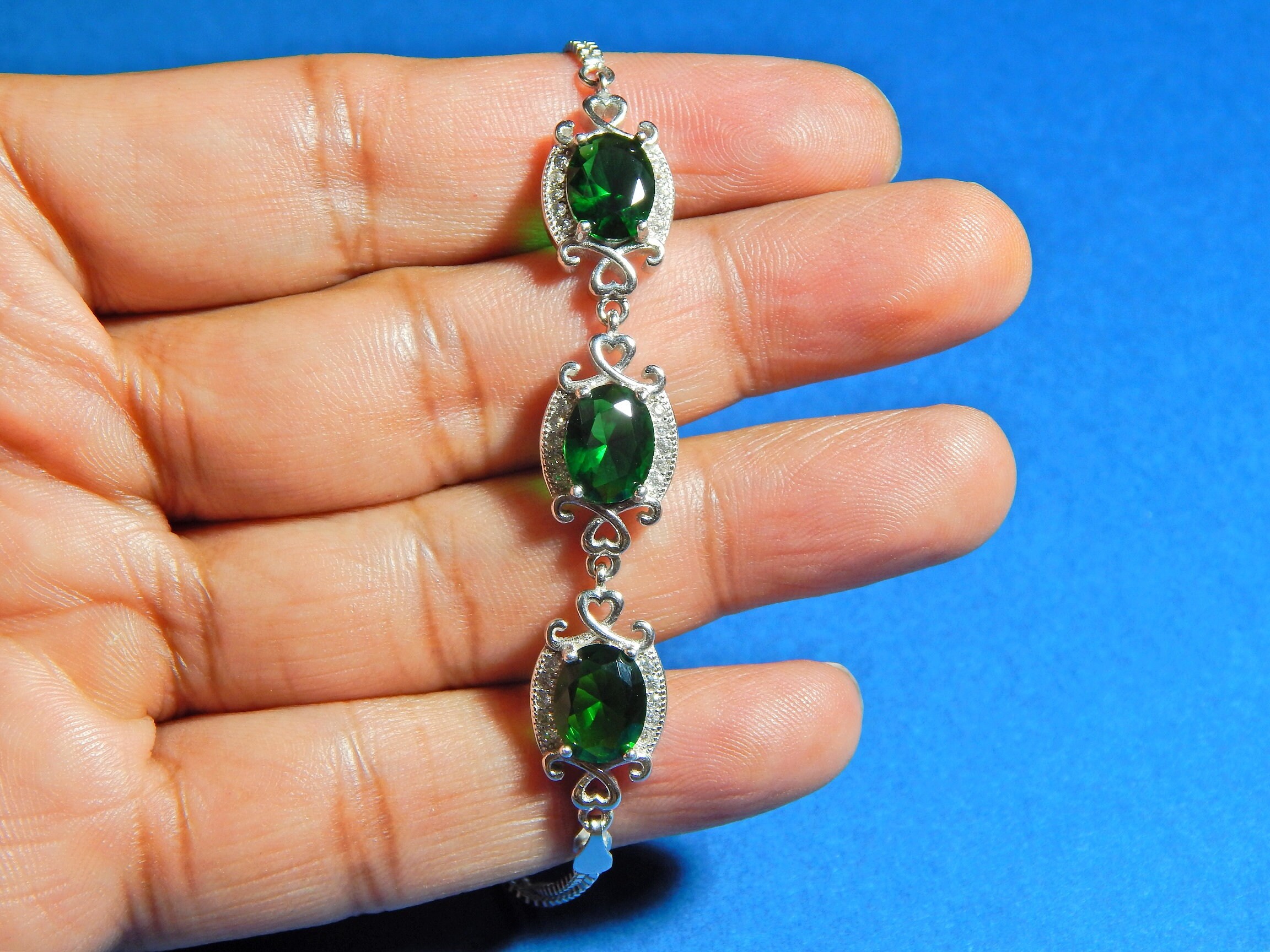 Green Zircon Gemstone Bracelet 925 Sterling Silver Bracelet Etsy