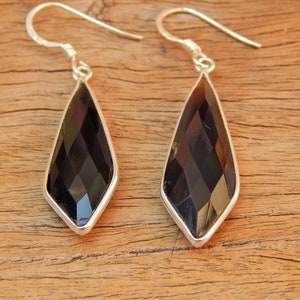 Black Onyx Earring !!! 925 Sterling Silver Jewelry Earring With Gemstone Black Onyx faceted For Girls & Women gift item