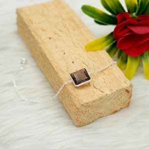 Pulseira de quartzo fumê natural Joias de prata Pulseira de prata esterlina 925 Presente Pulseira feita à mão Pulseira de pedra preciosa marrom fumê presente para ela