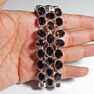 Smoky Quartz-925 Sterling Silver- Jewelry bracelet with gemstone smoky topaz faceted Gift for her
