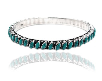 Stackable Navajo Sterling Silver TURQUOISE Snake Eye Petit