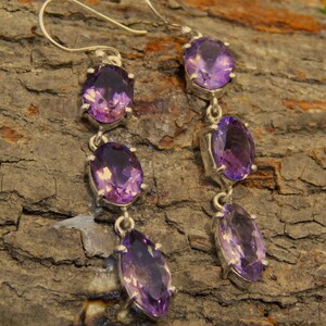 Natural Genuine Amethyst Earring 925 Sterling Silver Earring Wedding Jewelry Handmade Earring Purple earring Anniversary gift for her
