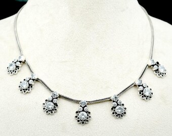 Handmade Zircon 925 Sterling Silver Necklace - 19 inch