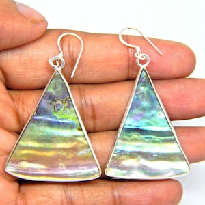Natural Abalone Paua Shell Earrings, Sterling Silver Dangling Earrings ,Jewelry for Women, Island Jewelry, Beach Jewelry,Hawaiian jewelry