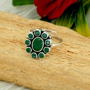 Green Onyx 925 Sterling Silver Ring Adjustable Ring Onyx Jewelry Wedding Ring Gift For Her Gemstone Ring Green Flower Ring Ring For Wedding
