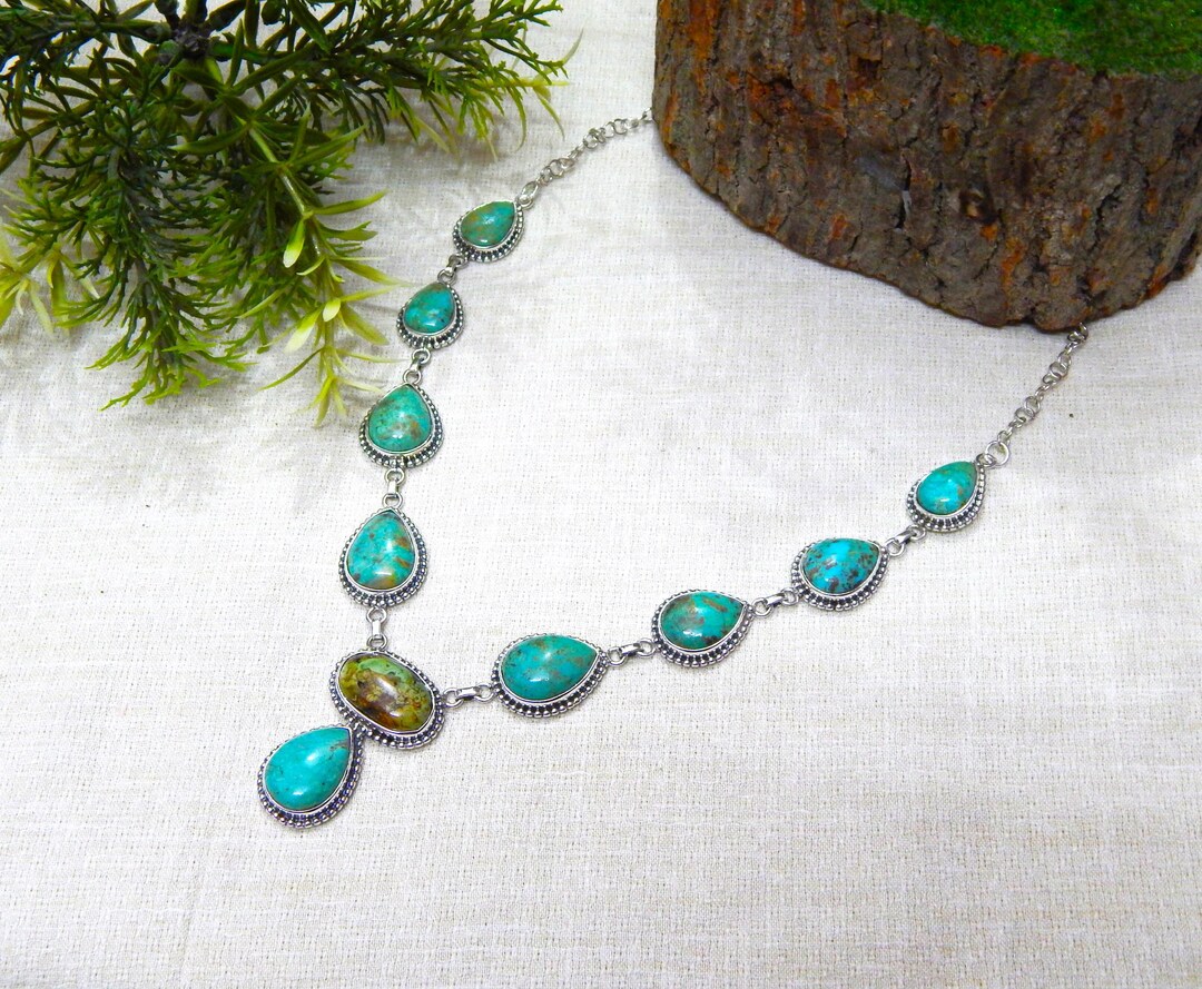 Handmade Turquoise Necklace: 925 Sterling Silver Gemstone Jewelry