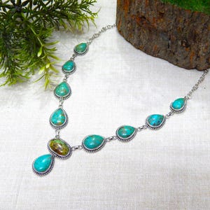 Turquoise necklace 925 Sterling silver jewelry Natural gemstone Turquoise Necklace handmade Turquoise necklace women necklace gift for her