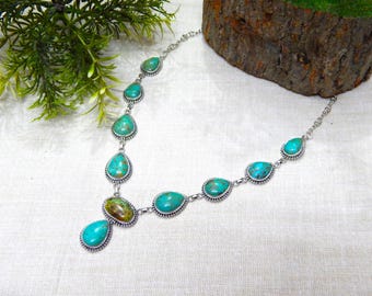 Handmade Turquoise Necklace: 925 Sterling Silver Gemstone Jewelry