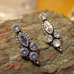Cubic Zirconia Stud Earring in 925 Sterling Silver Handmade Earring Anniversary Gift Faceted Gemstone Light Weight Ear Stud