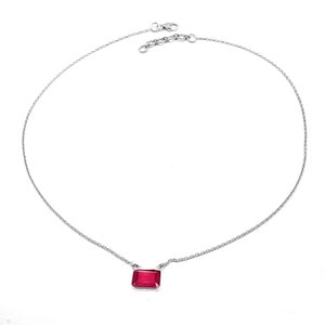 Dainty Hexagonal Necklace , Natural Ruby Necklace , 925 Sterling Silver , Wedding Necklace , Minimalist Necklace , Gift For Her , Gift Item