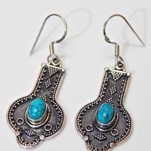 Turquoise Earrings, 925 Sterling Silver Turquoise Earrings, December Birthstone, Birthstone Earrings, Gemstone Earring, Teardrop Earrings