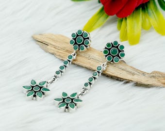 Emerald 925 Sterling Silver Earrings: Elegant Minimalist Studs