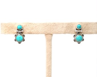 Handmade Turquoise Stud Earrings: 925 Sterling Silver Gemstone Jewelry