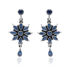 Natural Sapphire Earring Stud in 925 Sterling Silver, Wedding Earring, Delicate Earring, Drop Studs, Gift For Her Anniversary Gift Gift Item