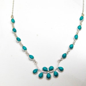 Turquoise necklace 925 Sterling silver jewelry Turquoise gemstone handmade necklace women necklace gift for her