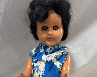 Vintage 1970s Doll Girl Hard Plastic with Blinky Eyes