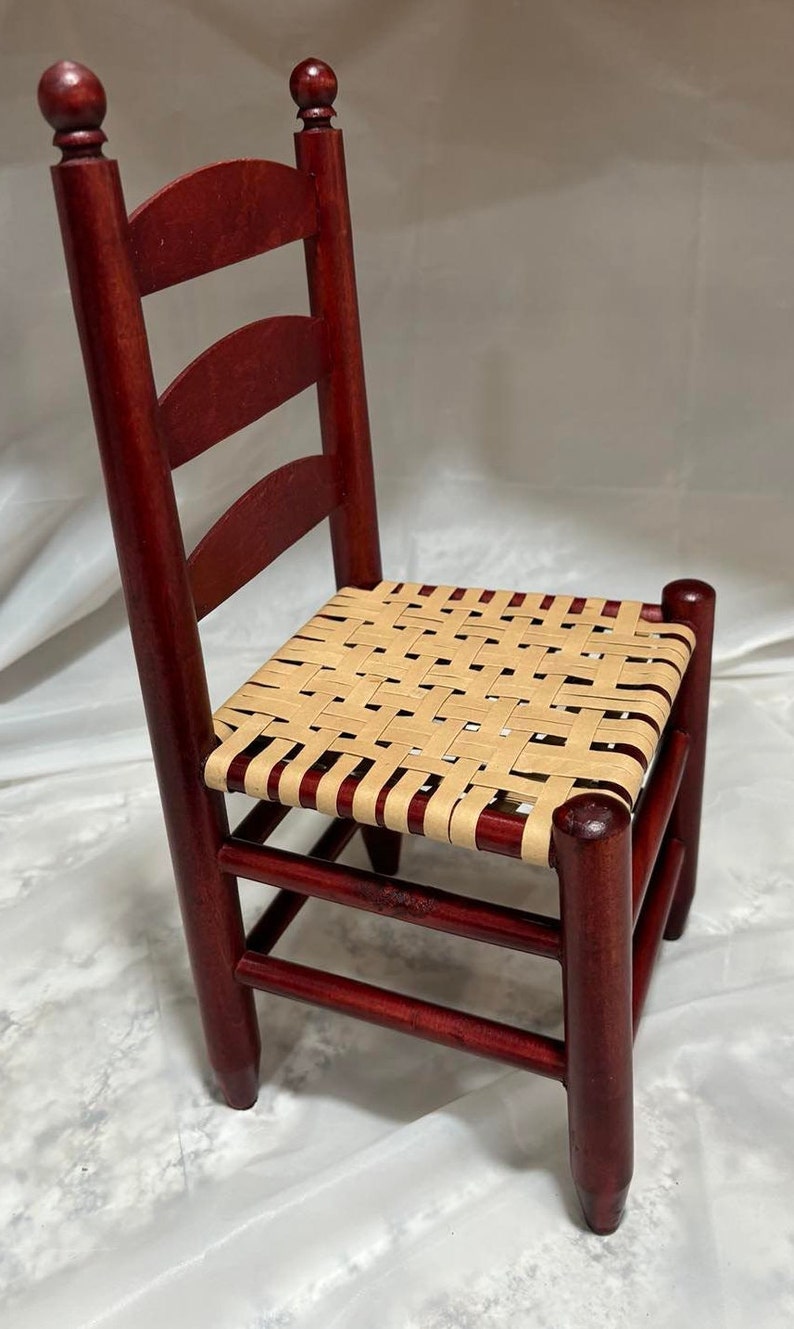 Vintage Mini Wood Mahogany Ladder-back Chair With Weave Seat - Etsy