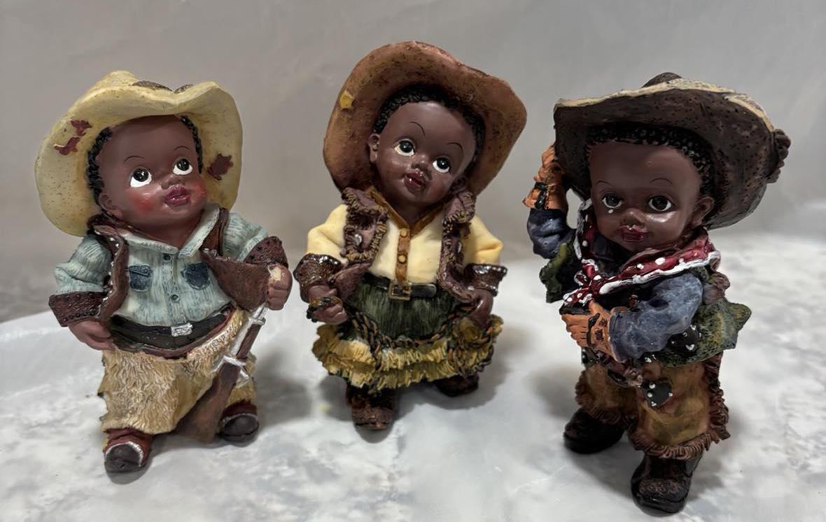 Vintage Country Black Kids Girl and Boys - Trio Figurines - Etsy