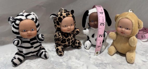 Vintage Keychain Mini Baby Doll Animals Plush - Lot of 4 - Etsy