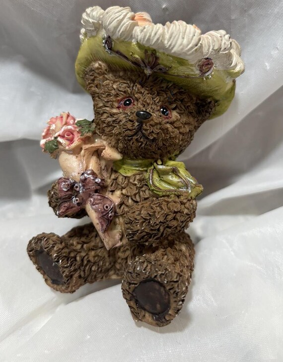 Vintage Bride and Groom Bears and Flower Girl Teddy Bear Figurines