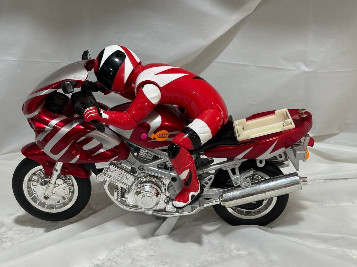 Vintage 1998 Super Bike Motorcycle Rider and Harley Davidson Road