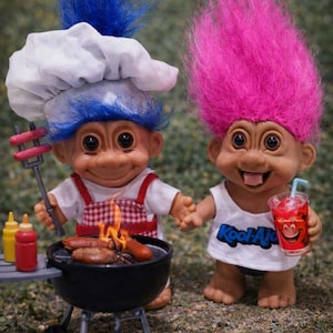 Vintage Russ Troll Lot: BBQ Chef & Kool-Aid Shirt Troll