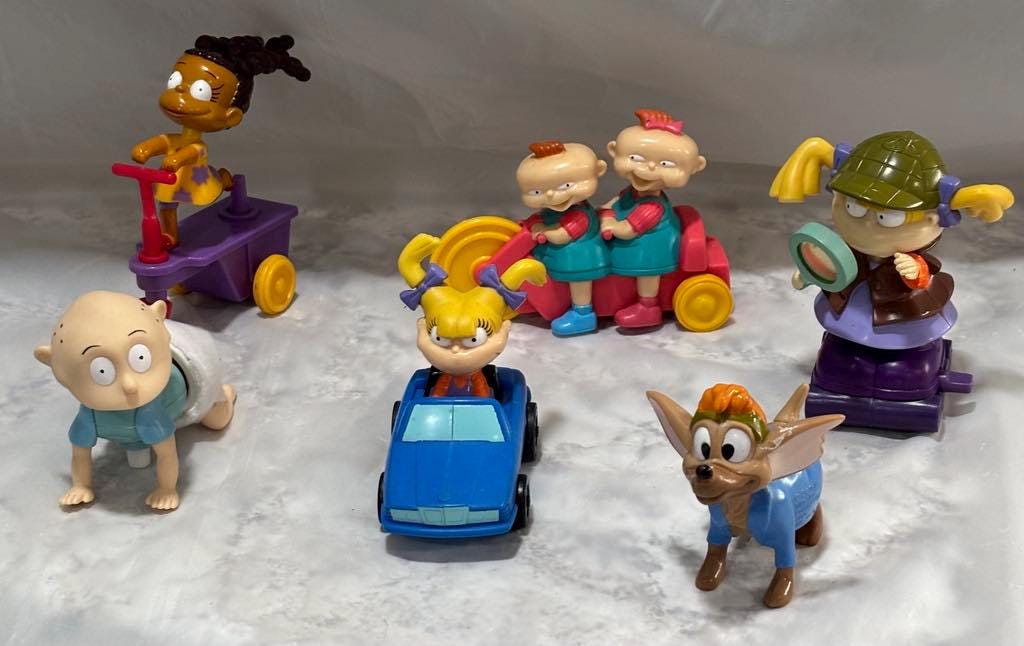 Vintage 1998 Rugrats Mcdonalds Happy Meal Wind up Pull Back Toys