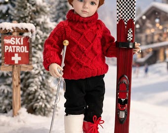 【プップさま】christmas doll ୨୧ 森でスキーをする 男の子 Vintage Collectible Memories Brittany at Piano White Porcelain