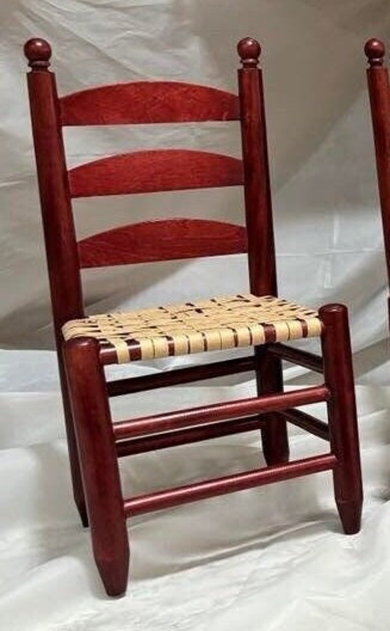 Vintage Mini Wood Mahogany Ladder-back Chair With Weave Seat - Etsy