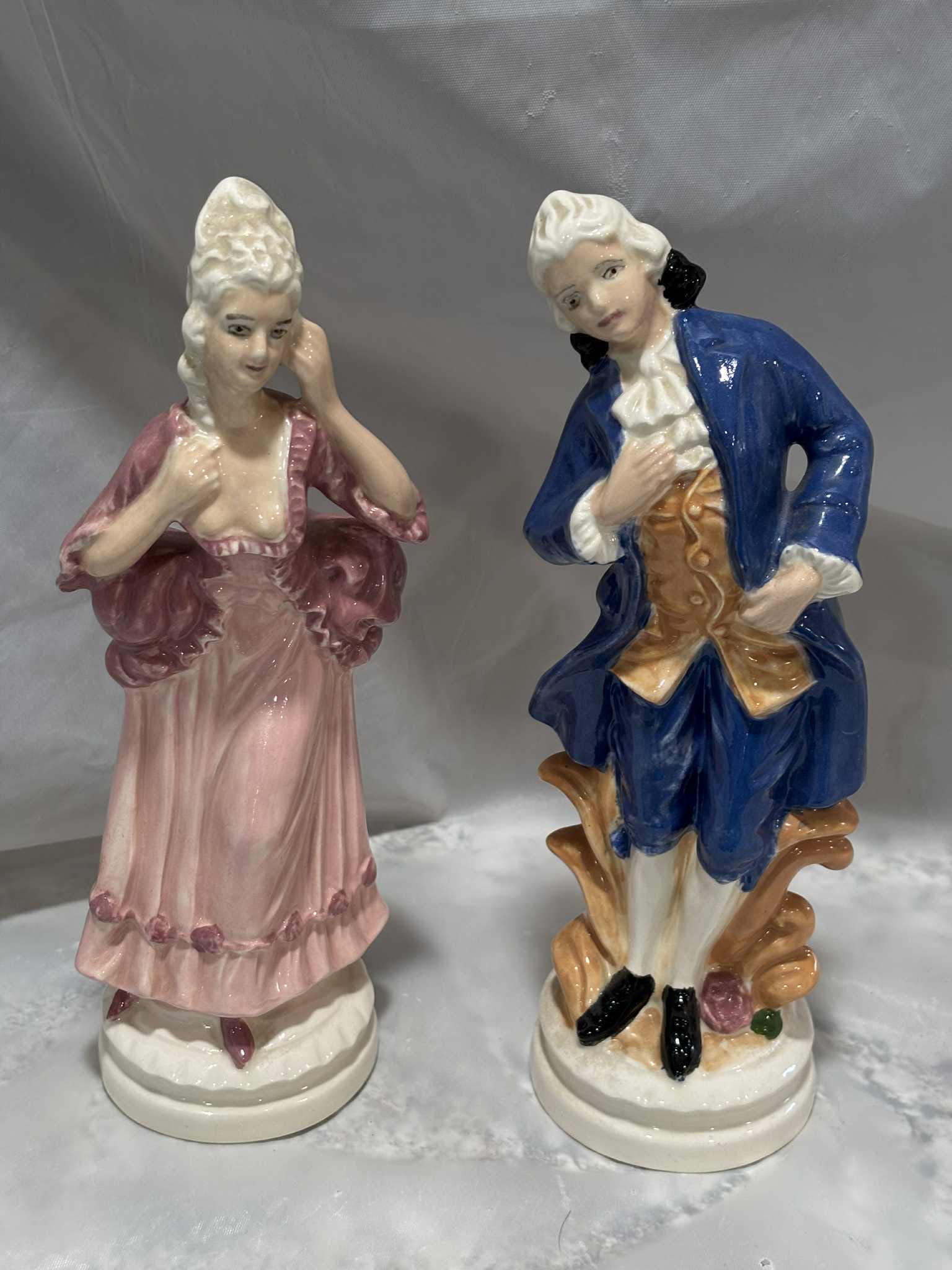 置物 Vintage ceramic figurin Vintage Handmade Man and Woman Ceramic Georgian Colonial Victorian