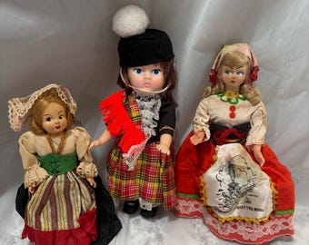 Collection of 8 Dolls Representing Worldwide Countries-ranging in