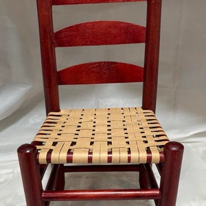 Vintage Mini Wood Mahogany Ladder-Back Chair with Weave Seat
