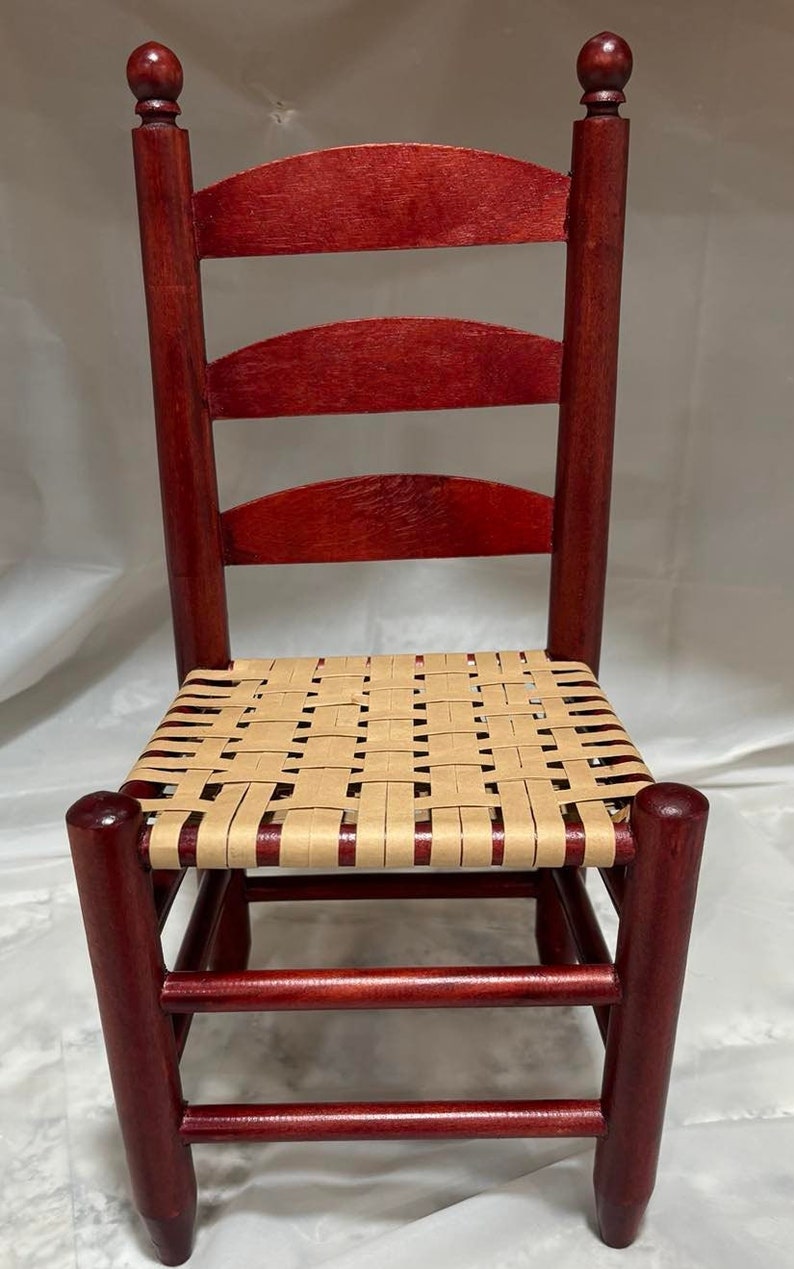 Vintage Mini Wood Mahogany Ladder-back Chair With Weave Seat - Etsy