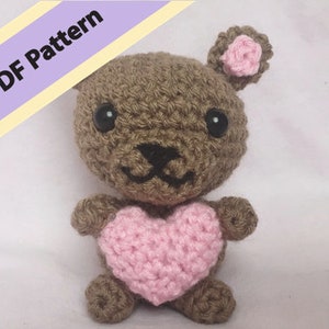 Bär mit Herz Häkeln Plüsch / Amigurumi PDF Häkelanleitung - Valentinstag Teddy Bär