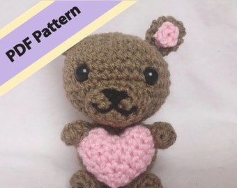 Oso con Corazón Peluche Crochet/Patrón PDF Amigurumi - Osito San Valentín