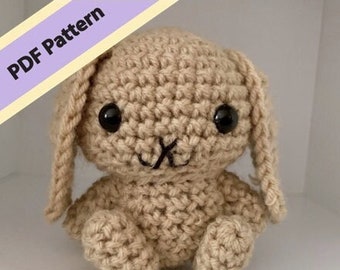 Patrón PDF de crochet/Amigurumi de conejito bebé - Animal de peluche de conejo de orejas largas - Sólo descarga digital - Ganchillo fácil para principiantes
