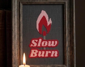 Slow Burn Cross Stitch Pattern, Beginner Friendly (Digital PDF)