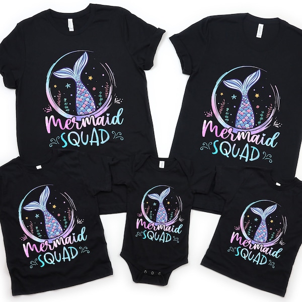 Mermaid Family Shirts, Birthday Squad Shirts, Mermaid Squad, Mermaid Outfit, Mermaid Theme Party, The Little Mermaid