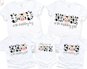 Cow Family Birthday Shirt, Custom Farm Birthday Shirt, Holy Cow Im One, Custom Cow Print Shirt, Western Mama Shirt