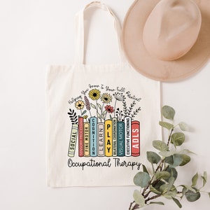 Occupational Therapy Tote Bag, OT Helping You Grow Your Own Way, Occupational Therapist Bag, Pediatric Occupational Therapist, OT Gift afbeelding 3