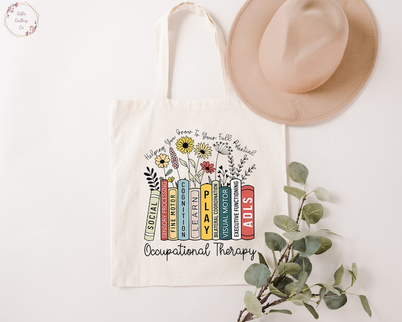 Occupational Therapy Tote Bag, OT Helping You Grow Your Own Way, Occupational Therapist Bag, Pediatric Occupational Therapist, OT Gift image 3