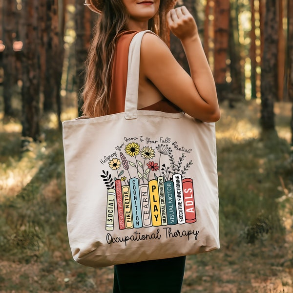 Occupational Therapy Tote Bag, OT Helping You Grow Your Own Way, Occupational Therapist Bag, Pediatric Occupational Therapist, OT Gift
