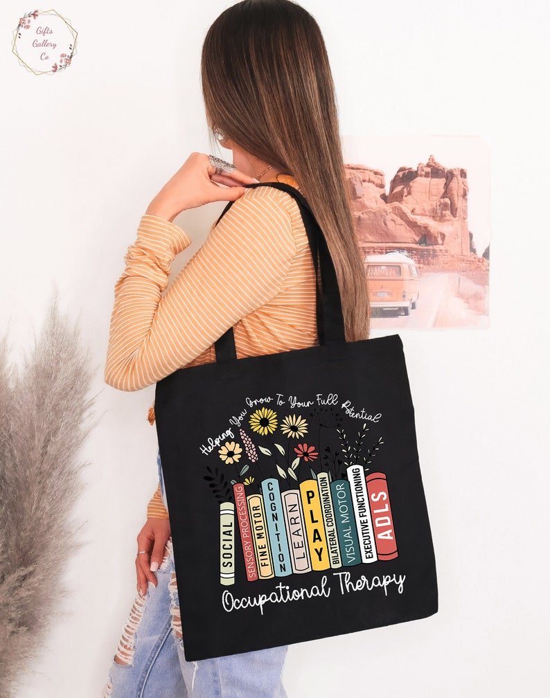 Occupational Therapy Tote Bag, OT Helping You Grow Your Own Way, Occupational Therapist Bag, Pediatric Occupational Therapist, OT Gift afbeelding 5