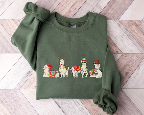 Christmas Llama Sweatshirt Christmas Country Shirt Llama Gift for Women Funny Llama Sweater Funny Animal Shirt Cute Farmer Shirt Etsy